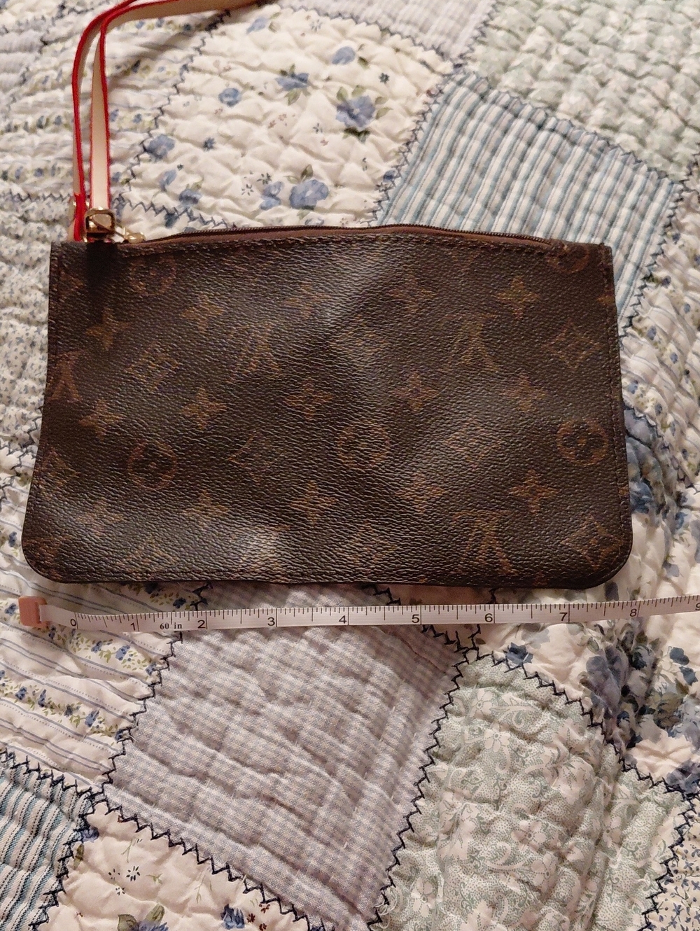 Designer-Inspired Brown Monogram Wristlet Clutch